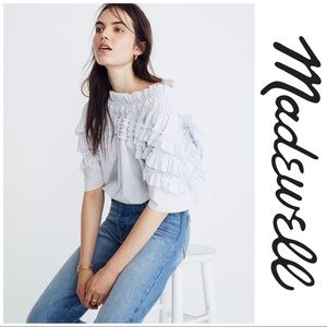 NWOT! Madewell x Karen Walker Striped Ruffle Top